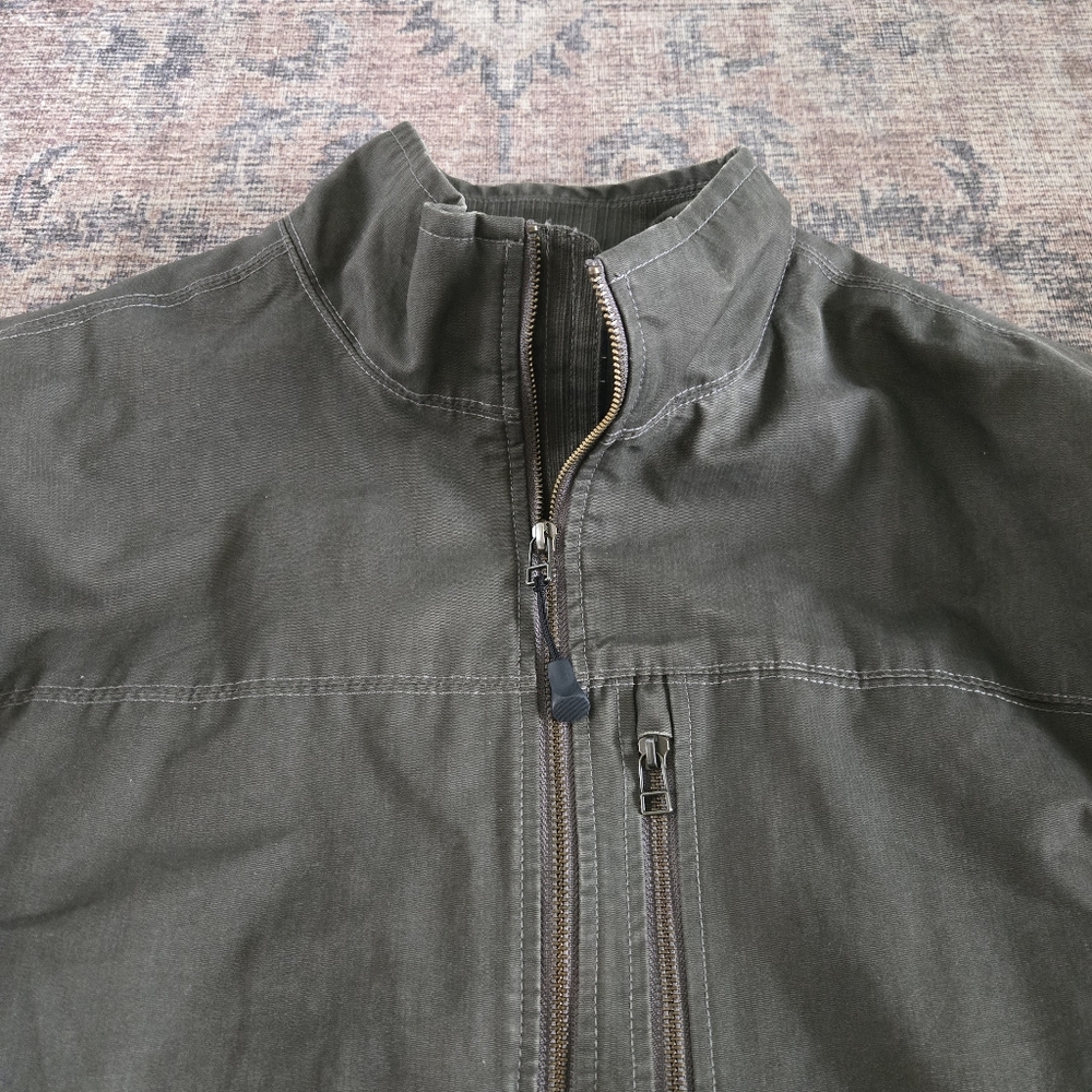 Kuhl Burr Jacket Mens XXL Gray Olive Green Zip-up Waxed Canvas Gunmetal Sty 1052 - Picture 5 of 13